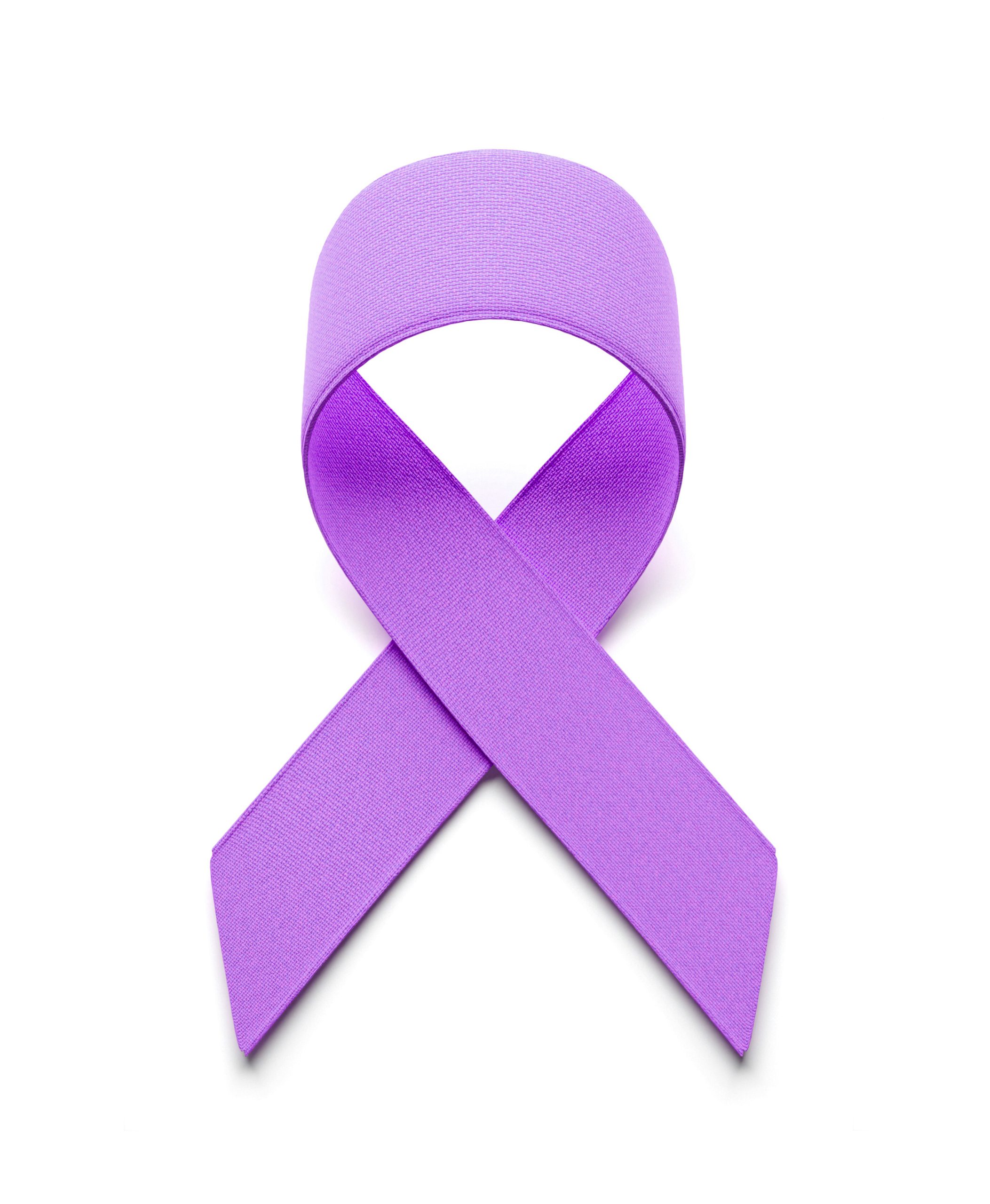 Pancreatic cancer. Purple ribbon as a symbol of pancreatic cance